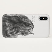 Coques Case-Mate iPhone Friesian Horse Portrait Wavy Mane (Dos (Horizontal))