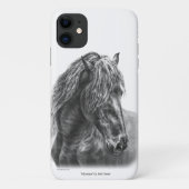 Coques Case-Mate iPhone Friesian Horse Portrait Wavy Mane (Dos)