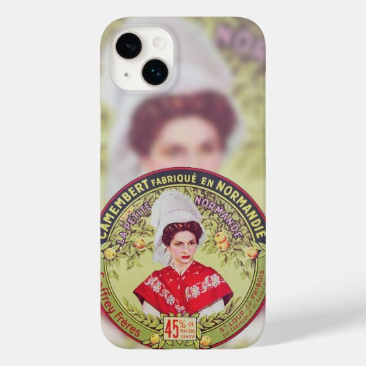 Coques Case-Mate iPhone Fromage Camembert, Étiquette Vintage. (Verso)