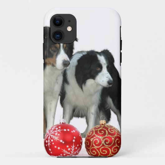 Coques Case-Mate iPhone Frontière Chiens de Collie avec des ornements roug (Dos)