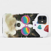 Coques Case-Mate iPhone Frontière Collie Chien avec Coeurs Saint-Valentin (Dos (Horizontal))