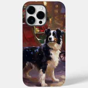 Coque Pour Pour iPhone 14 Pro Max Frontière Collie Festive de Noël