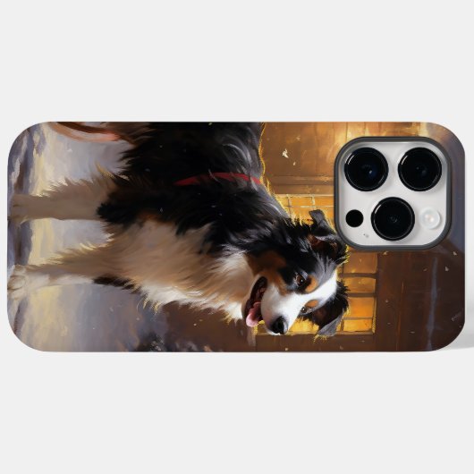 Coques Case-Mate iPhone Frontière Collie Festive de Noël (Verso (horizontal))