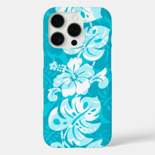 Coques iPhone 16 Pro Frontière de Kalakaua Hibiscus hawaïen Turquoise