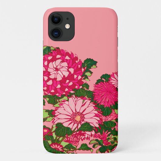 Coques Case-Mate iPhone Frontière des fleurs japonaises, Fuchsia et Coral (Dos)