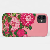 Coques Case-Mate iPhone Frontière des fleurs japonaises, Fuchsia et Coral (Dos (Horizontal))