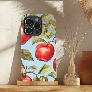 Coque Pour iPhone 15 Fruit coloré Pastel Bleu, Rouge et Or Pomme