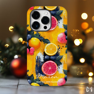 Coque Pour iPhone 14 Pro Fruit d'agrumes vibreux avec gras jaune et orange
