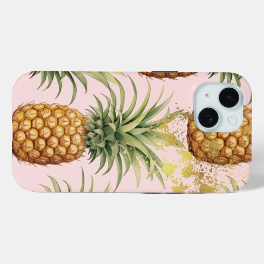 Coques Case-Mate iPhone Fruit d'ananas orange, rose et or (Verso (horizontal))