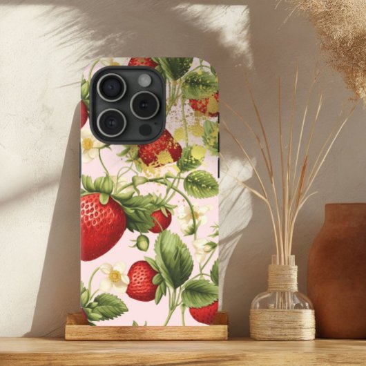 Coques Case-Mate iPhone Fruit mignon rouge, rose pastel et doré aux fraise
