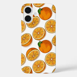 Coques iPhone 16 Fruit Orange frais Citrus Motif sans joint