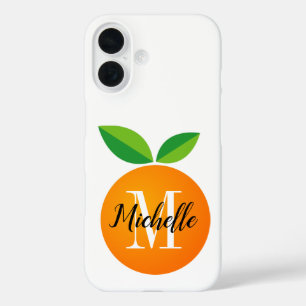 Coques iPhone 16 Fruit orange frais personnalisé monogramme iPhone 