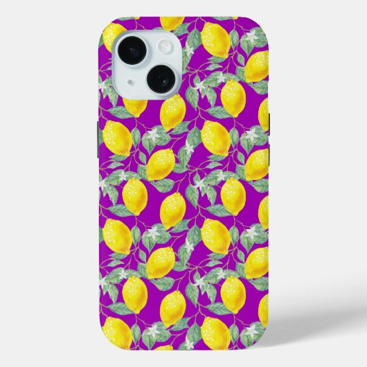 COQUES Case-Mate iPhone FRUITS DE CITRON FOND VIOLET (Verso)