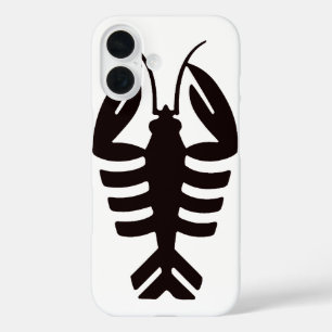 Coques iPhone 16 Fruits de mer Art déco vintage, Homard en noir