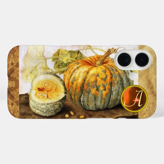 COQUES Case-Mate iPhone FRUITS DE SAISON / MONOGRAM CITROUILLE (Verso (horizontal))