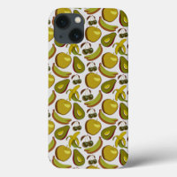 Fruits tropicaux sans couture motif jaune et blanc