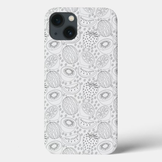 Coques Case-Mate iPhone Fruits tropicaux sans couture motif noir et blanc (Verso)