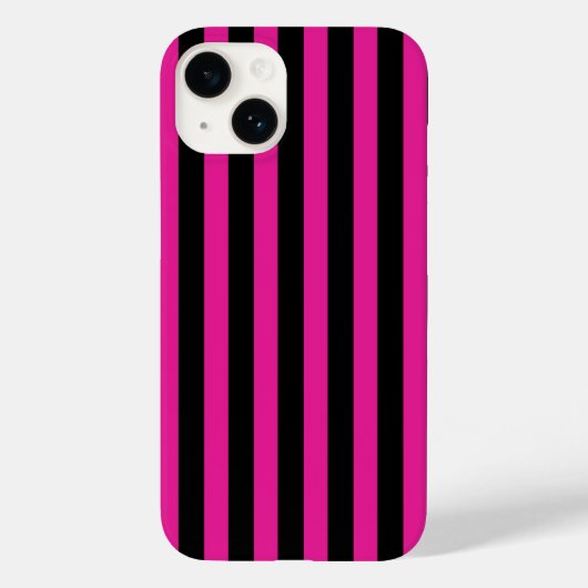 Coques Case-Mate iPhone Fuchsia and black candy stripes (Verso)