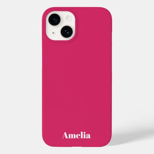 Coques Case-Mate iPhone Fuchsia blanc écriture moderne nom personnalisé  (Verso)