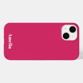 Coques Case-Mate iPhone Fuchsia blanc écriture moderne nom personnalisé  (Verso (horizontal))