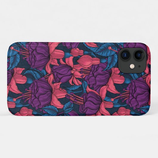 Coques Case-Mate iPhone Fuchsia en bleu et violet (Dos (Horizontal))