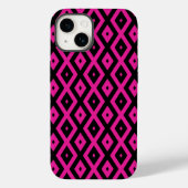 Coques Case-Mate iPhone Fuchsia et motif de diamants noirs (Verso)