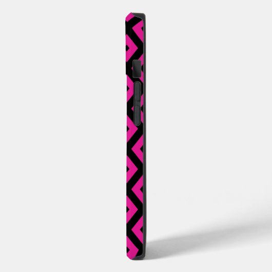 Coques Case-Mate iPhone Fuchsia et motif de diamants noirs (Verso / Gauche)