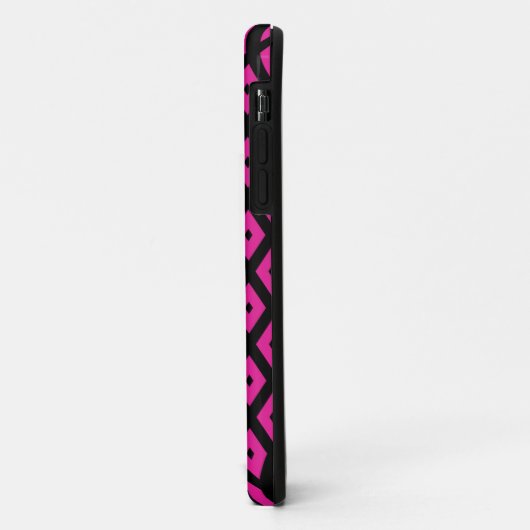 Coques Case-Mate iPhone Fuchsia et motif de diamants noirs (Dos/Gauche)