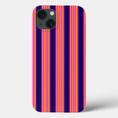 Coques Case-Mate iPhone Fuchsia et rayures jaunes avec bleu marine (Verso)
