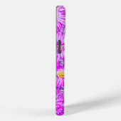 Coques Case-Mate iPhone Fuchsia Flowers On Blue (Verso / Droite)