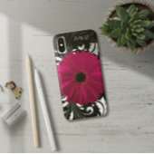 Coques Case-Mate iPhone Fuchsia Gerbera Daisy avec Black and White Swirl