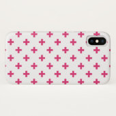 Coques Case-Mate iPhone Fuchsia polka croise sur blanc (Dos (Horizontal))