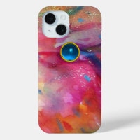 FUCHSIA ROSE ABSTRAITE pierre saphir bleu