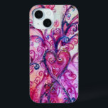 COQUE POUR iPhone 15 FUCHSIA ROSE FLEURIES BLANCHES AVEC LE COEUR<br><div class="desc">Coloré,  fuchsia,  rouge,  blanc pourpre,  violet,  bleu rose fleurs et fleurs dans le printemps .Aquarelle peinture avec feuille dorée et argent parBulgan Lumini (c)</div>