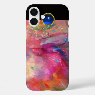 Coques iPhone 16 Plus FUCHSIE ROSE ABSTRAITE pierre saphir bleu