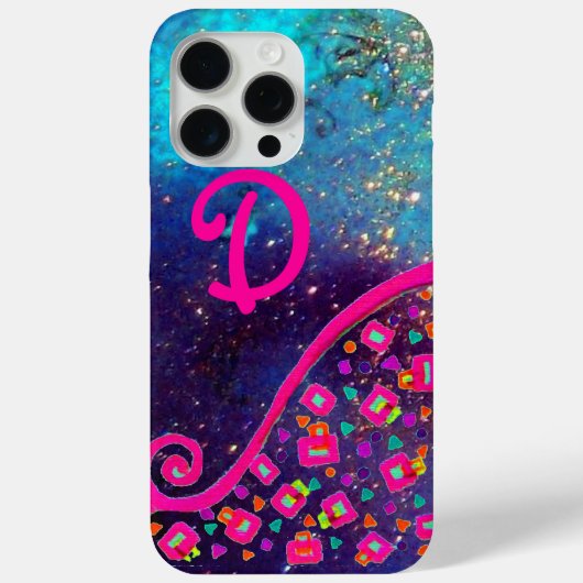 COQUES Case-Mate iPhone FUCHSIE ROSE BLEU DÉCO ABSTRAIT MONOGRAM (Verso)