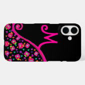 COQUES Case-Mate iPhone FUCHSIE ROSE NOIR DÉCO MONOGRAM ABSTRAIT (Verso (horizontal))