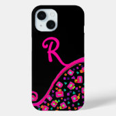 COQUES Case-Mate iPhone FUCHSIE ROSE NOIR DÉCO MONOGRAM ABSTRAIT (Verso)