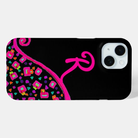 COQUES Case-Mate iPhone FUCHSIE ROSE NOIR DÉCO MONOGRAM ABSTRAIT (Verso (horizontal))