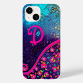 COQUES Case-Mate iPhone FUCHSIE ROSE TURQUOISE BLEU ABSTRAIT DÉCO MONOGRAM (Verso)