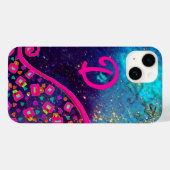 COQUES Case-Mate iPhone FUCHSIE ROSE TURQUOISE BLEU ABSTRAIT DÉCO MONOGRAM (Verso (horizontal))