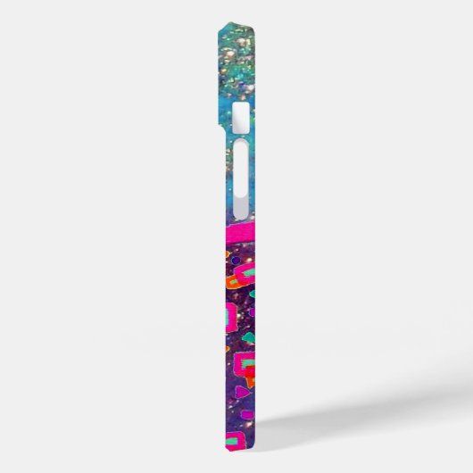 COQUES Case-Mate iPhone FUCHSIE ROSE TURQUOISE BLEU ABSTRAIT DÉCO MONOGRAM (Verso / Gauche)