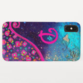 COQUES Case-Mate iPhone FUCHSIE ROSE TURQUOISE BLEU ABSTRAIT DÉCO MONOGRAM (Dos (Horizontal))