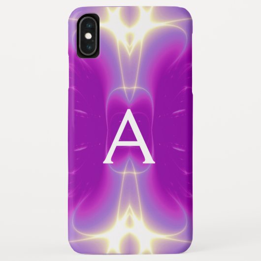 COQUES Case-Mate iPhone FUCHSIE ROSE VAGUES FRACTALES BLANCHES MONOGRAMME (Dos)