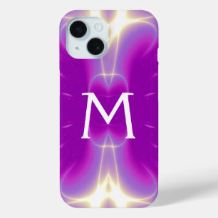 COQUE POUR iPhone 15 FUCHSIE ROSE VAGUES FRACTALES VITESSE MONOGRAMME