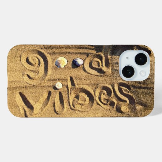 Coques Case-Mate iPhone Fun Beach Sand Seashells Good Vibes Citation Photo (Verso (horizontal))
