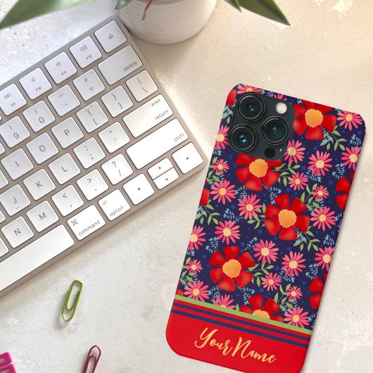 Coques Case-Mate iPhone Fun Big Red Flowers Marine Motif Inspirivity