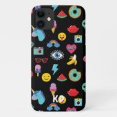 Coques Case-Mate iPhone Fun Black 80's Icons Emojis Motif (Dos)
