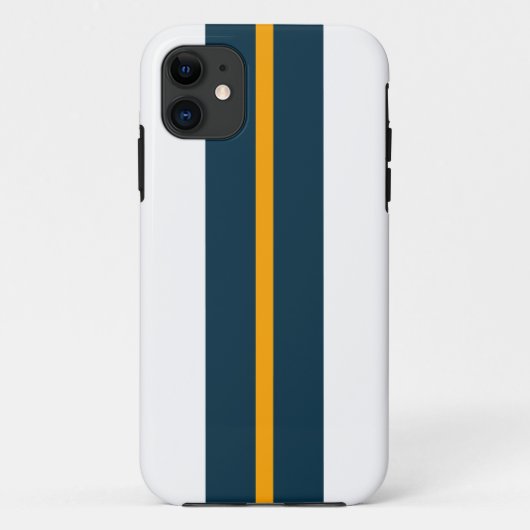 Coques Case-Mate iPhone Fun Bold Ocean Blue Yellow Racing Stripes Sur Blan (Dos)