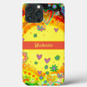 Coques Case-Mate iPhone Fun Coeur Jaune Fleurs Personnaliser Nom (Verso)